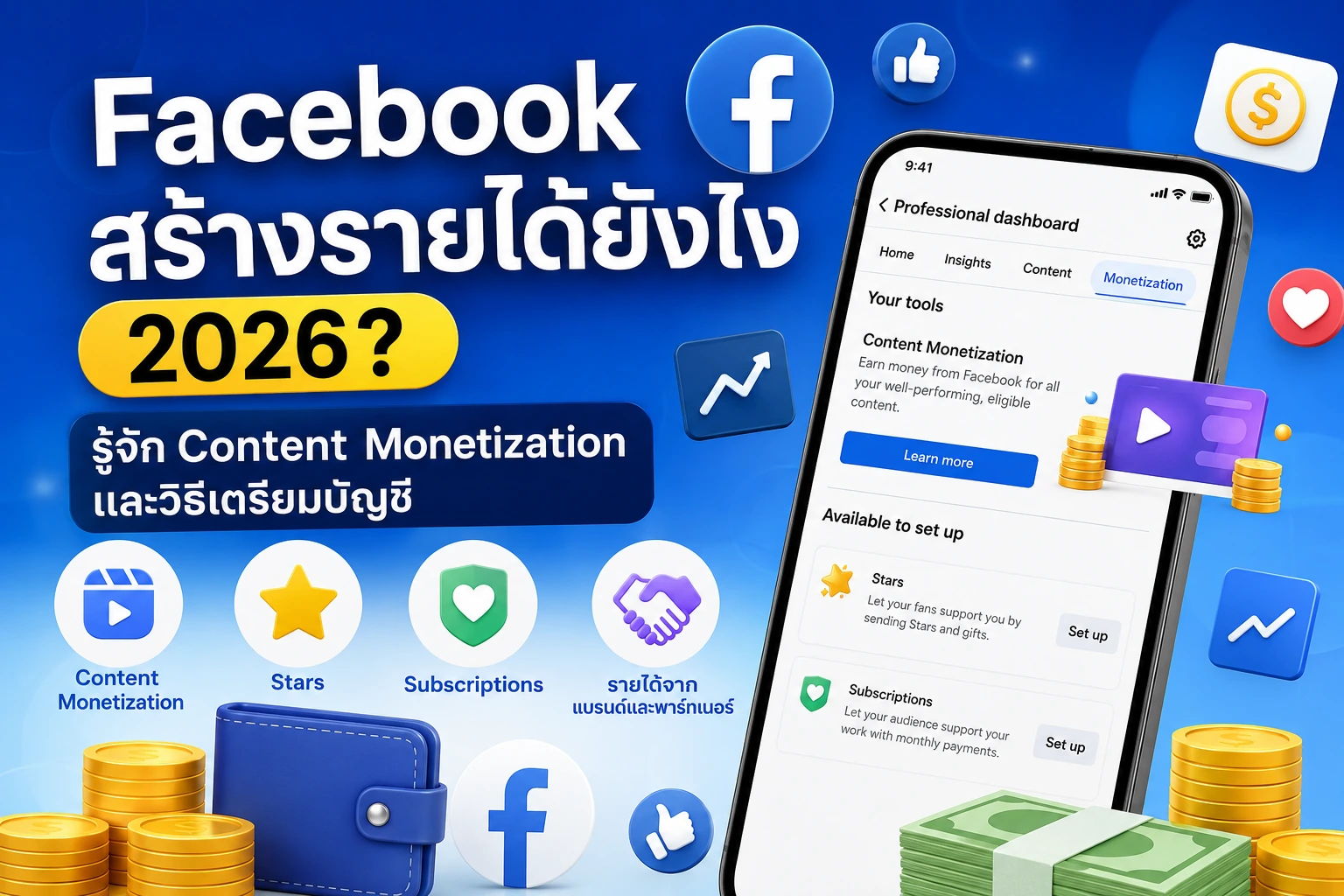 Facebook สร้างรายได้ยังไง 2026? รู้จัก Content Monetization และวิธีเตรียมบัญชี
