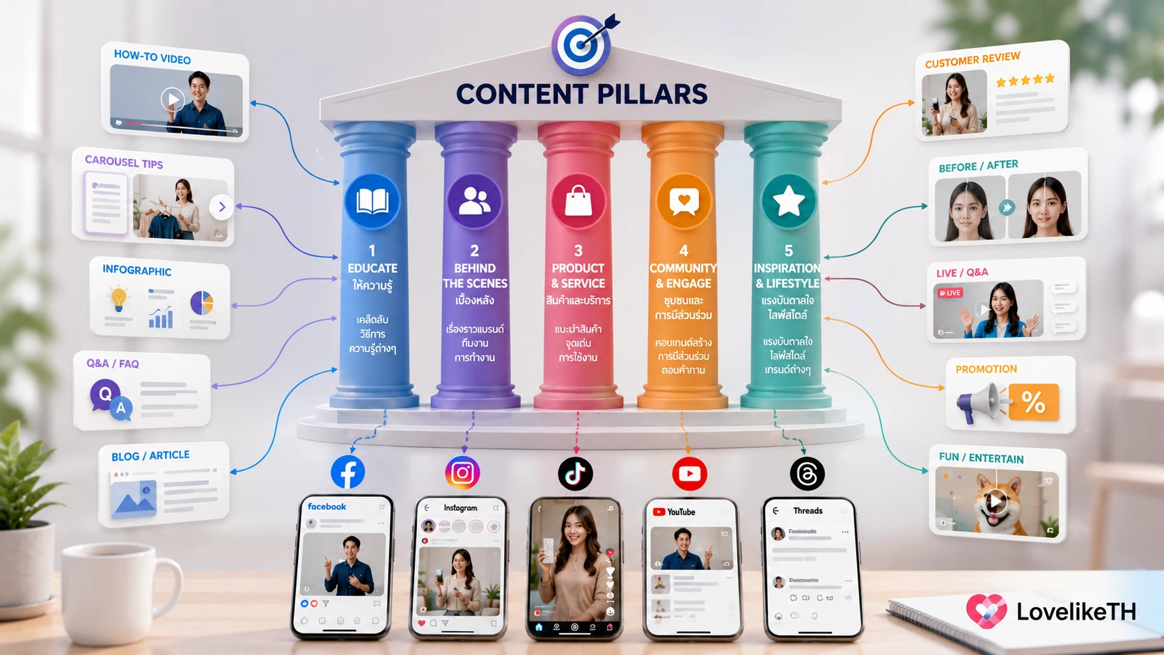 Content Pillar คืออะไร? วิธีวางเสาหลักคอนเทนต์ Social Media ให้คิดโพสต์ง่ายขึ้น